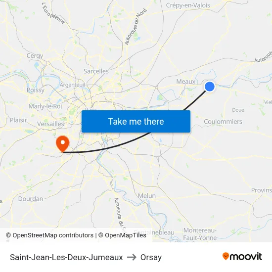 Saint-Jean-Les-Deux-Jumeaux to Orsay map