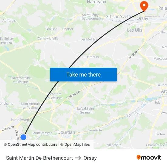 Saint-Martin-De-Brethencourt to Orsay map
