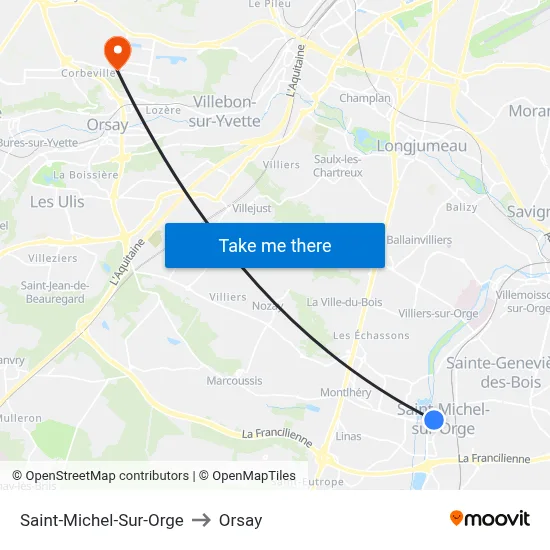 Saint-Michel-Sur-Orge to Orsay map