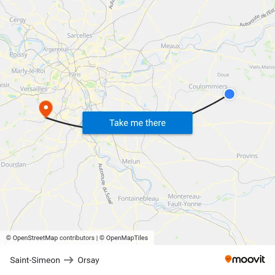 Saint-Simeon to Orsay map