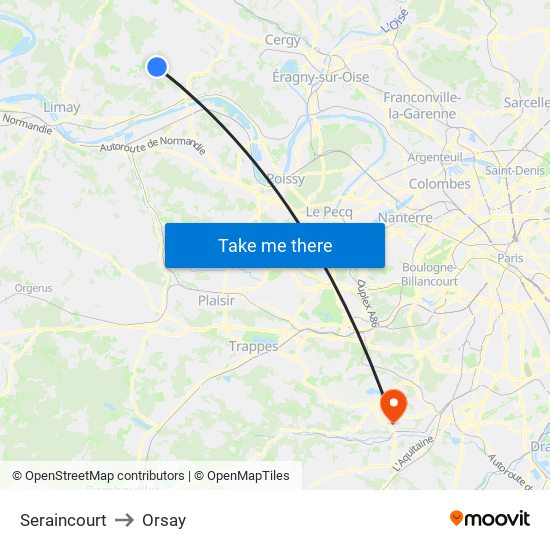 Seraincourt to Orsay map