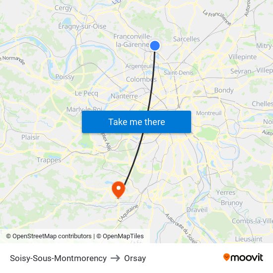 Soisy-Sous-Montmorency to Orsay map