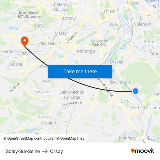 Soisy-Sur-Seine to Orsay map