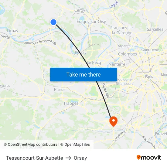 Tessancourt-Sur-Aubette to Orsay map