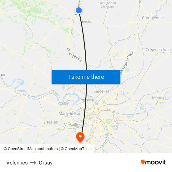 Velennes to Orsay map