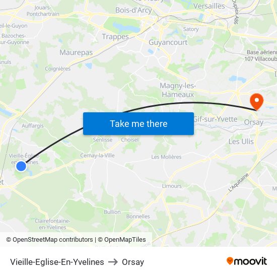 Vieille-Eglise-En-Yvelines to Orsay map