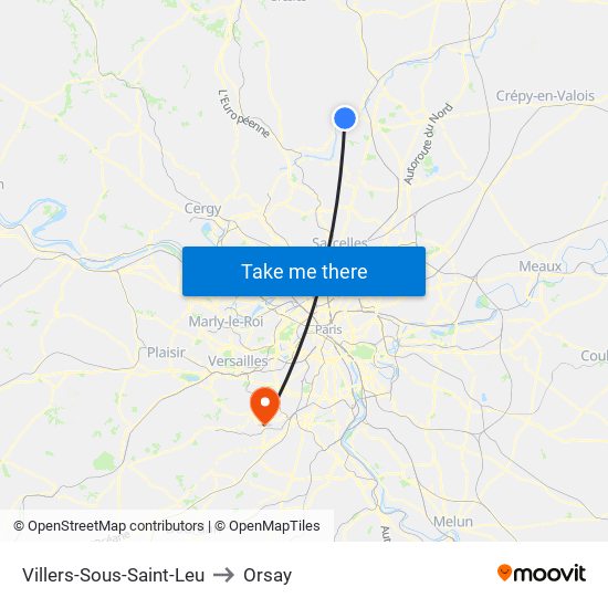Villers-Sous-Saint-Leu to Orsay map