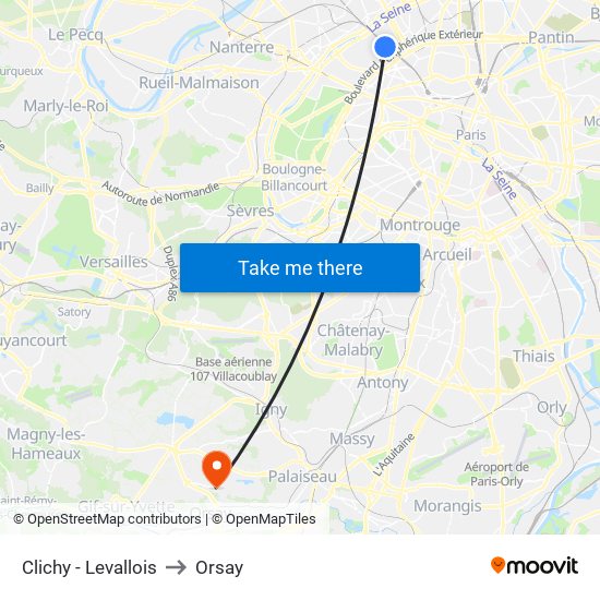 Clichy - Levallois to Orsay map