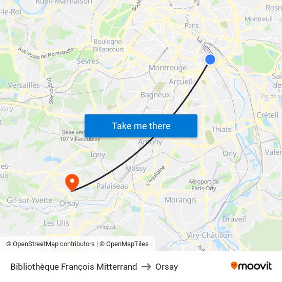 Bibliothèque François Mitterrand to Orsay map