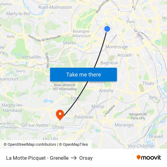 La Motte-Picquet - Grenelle to Orsay map