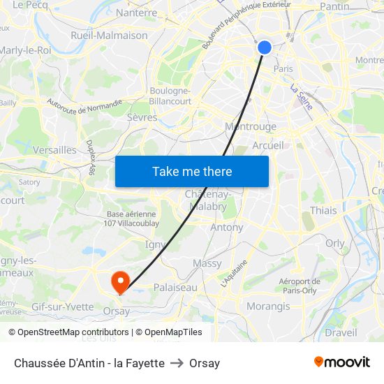 Chaussée D'Antin - la Fayette to Orsay map