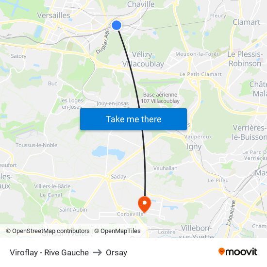 Viroflay - Rive Gauche to Orsay map