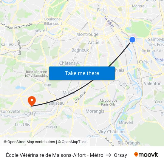 École Vétérinaire de Maisons-Alfort - Métro to Orsay map