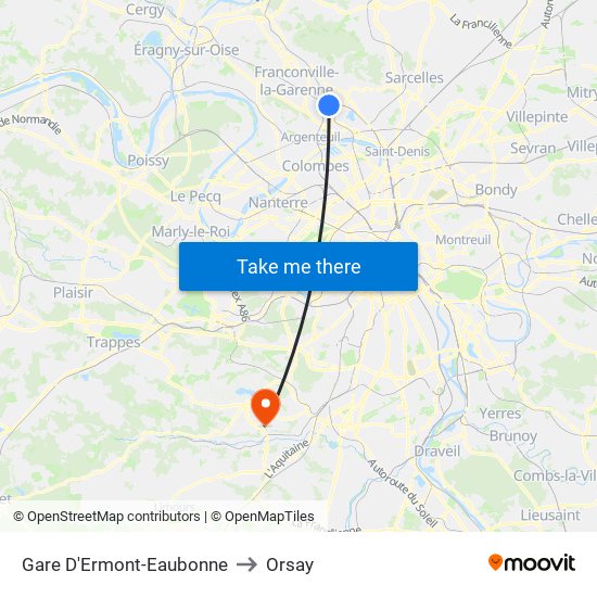 Gare D'Ermont-Eaubonne to Orsay map