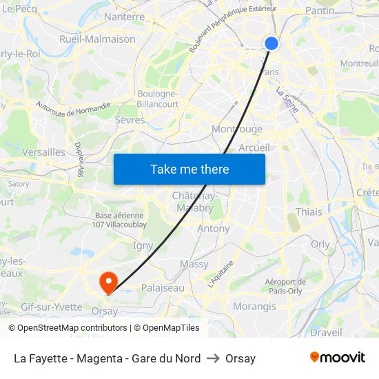 La Fayette - Magenta - Gare du Nord to Orsay map