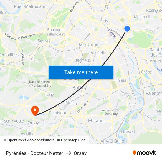 Pyrénées - Docteur Netter to Orsay map