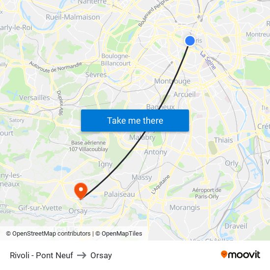 Rivoli - Pont Neuf to Orsay map