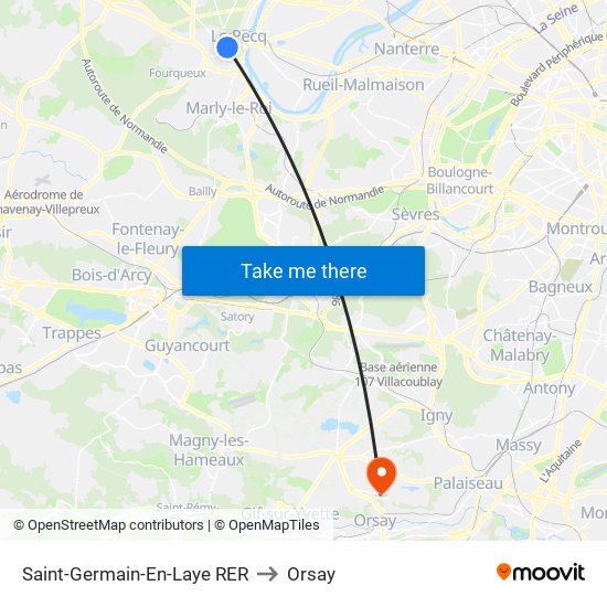 Saint-Germain-En-Laye RER to Orsay map