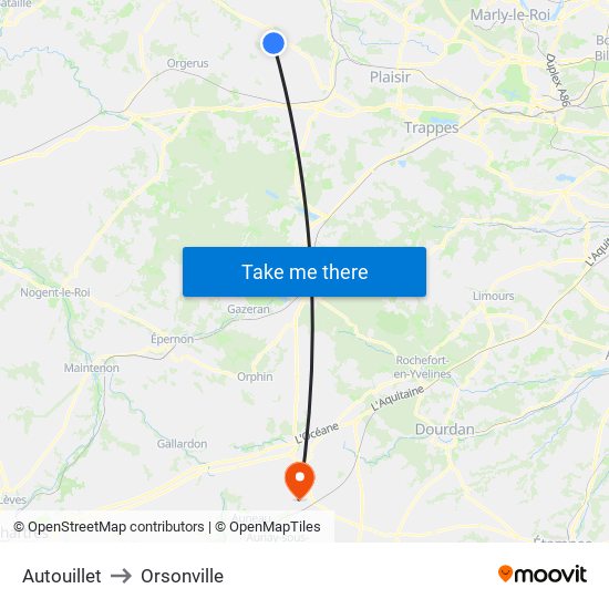 Autouillet to Orsonville map