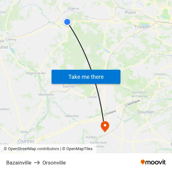 Bazainville to Orsonville map