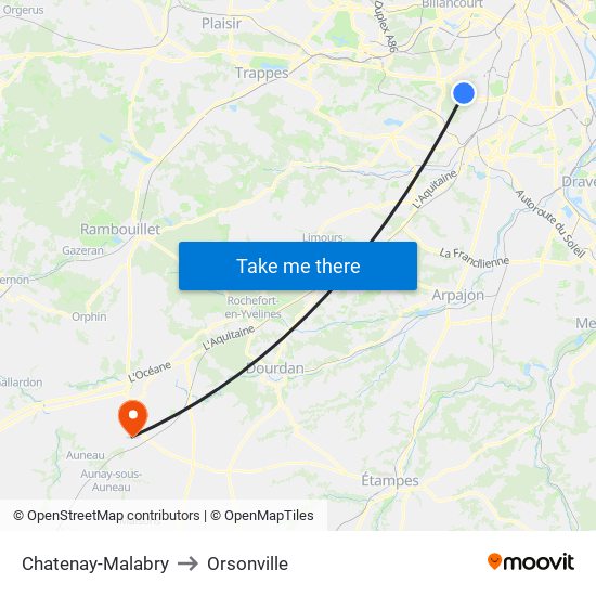 Chatenay-Malabry to Orsonville map