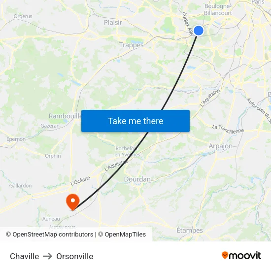 Chaville to Orsonville map