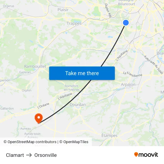 Clamart to Orsonville map