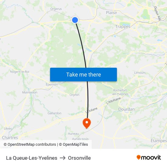 La Queue-Les-Yvelines to Orsonville map