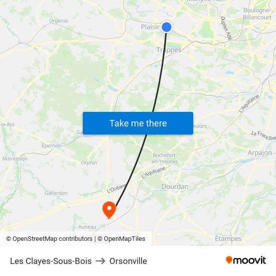 Les Clayes-Sous-Bois to Orsonville map