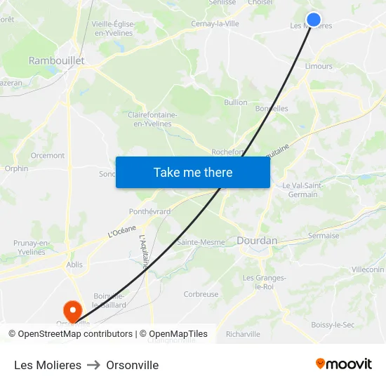 Les Molieres to Orsonville map