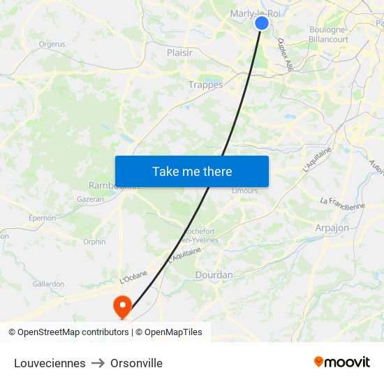 Louveciennes to Orsonville map
