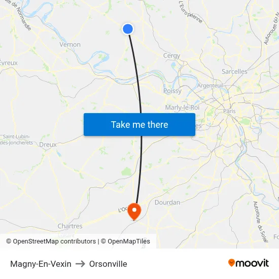 Magny-En-Vexin to Orsonville map