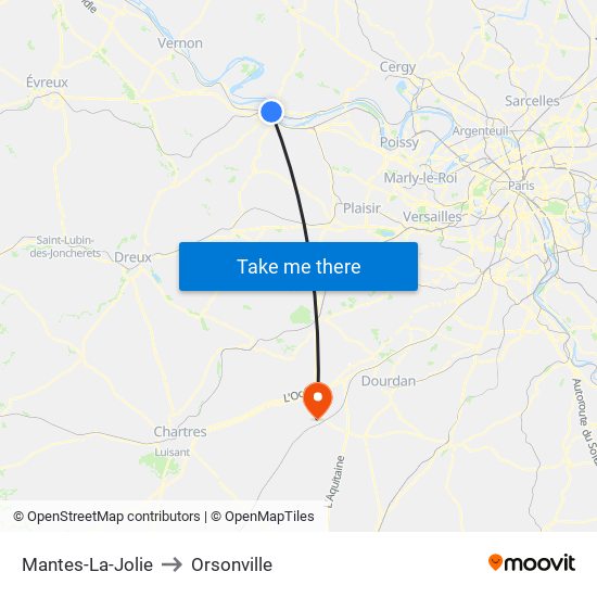 Mantes-La-Jolie to Orsonville map