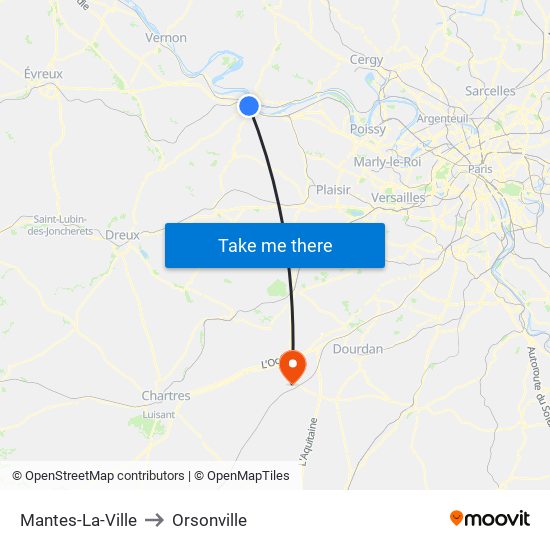 Mantes-La-Ville to Orsonville map