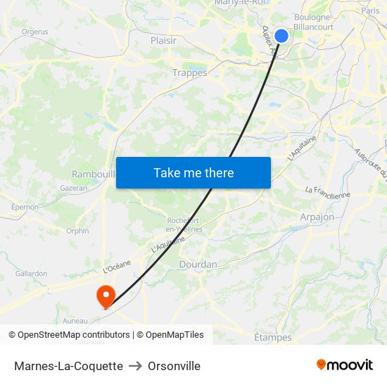 Marnes-La-Coquette to Orsonville map