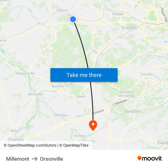 Millemont to Orsonville map