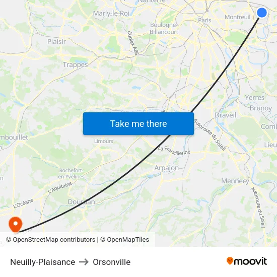 Neuilly-Plaisance to Orsonville map