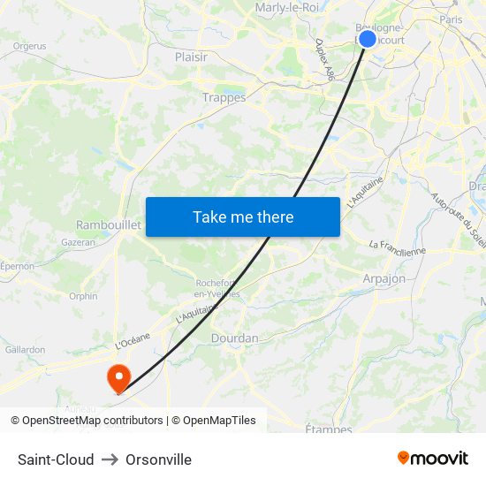 Saint-Cloud to Orsonville map