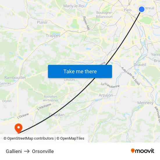 Gallieni to Orsonville map