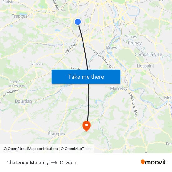 Chatenay-Malabry to Orveau map