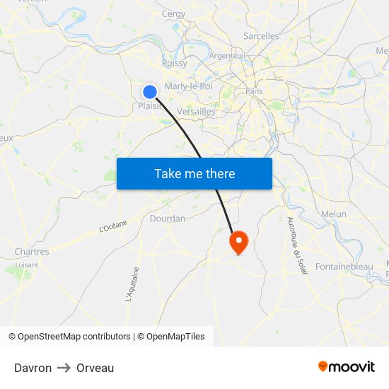 Davron to Orveau map