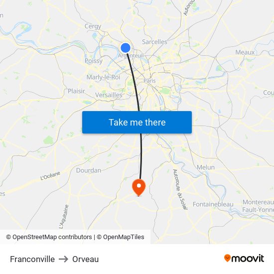 Franconville to Orveau map