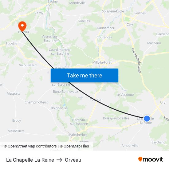 La Chapelle-La-Reine to Orveau map
