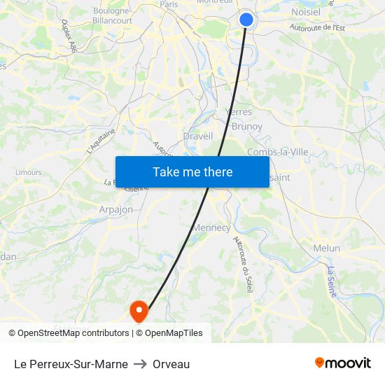 Le Perreux-Sur-Marne to Orveau map