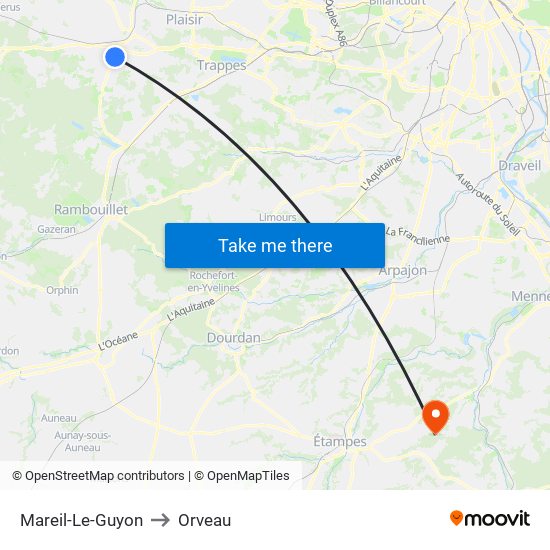 Mareil-Le-Guyon to Orveau map