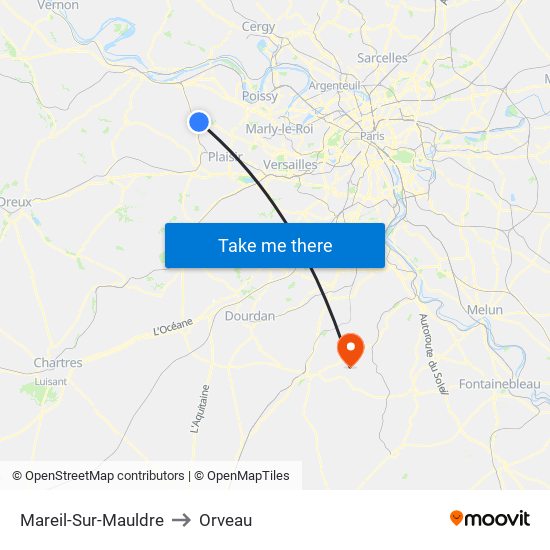 Mareil-Sur-Mauldre to Orveau map