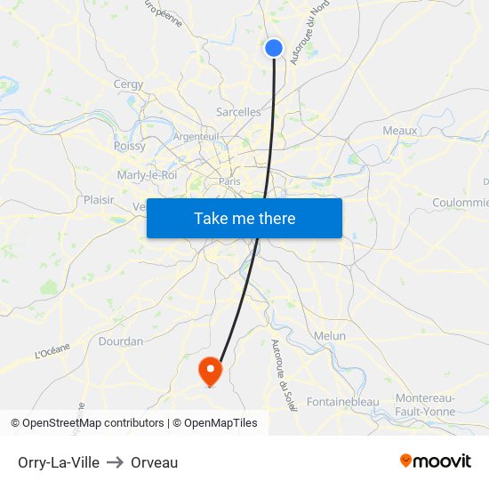 Orry-La-Ville to Orveau map