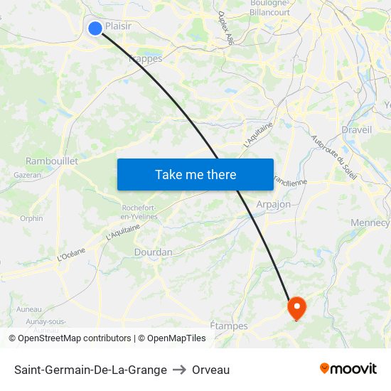 Saint-Germain-De-La-Grange to Orveau map
