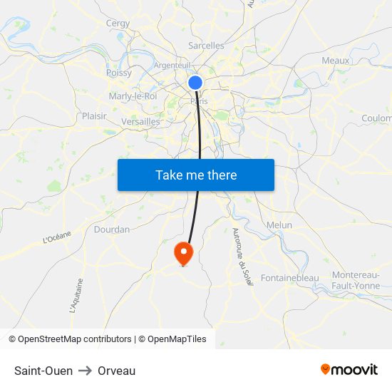 Saint-Ouen to Orveau map