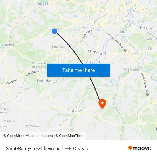 Saint-Remy-Les-Chevreuse to Orveau map